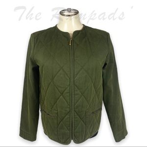 Company Ellen Tracy Quilted Hunter Green Army Zip-up Jacket Size Petite 6